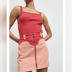 Urban Outfitters BDG Cody Denim Western Skirt in Pink Combo